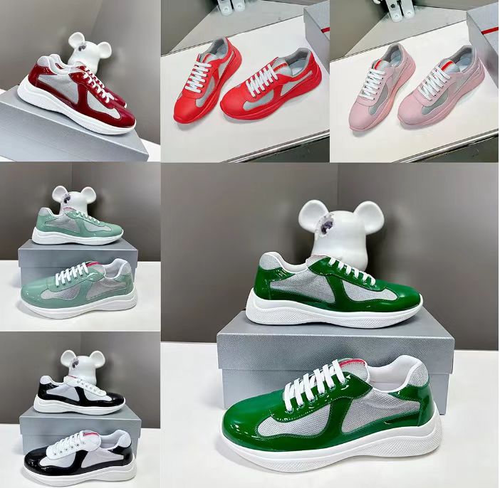 designer women shoes men sneakers casual white sneaker Luxury black man red label series of high quality mesh beef cowhide splicing patent leather flat sports shoes