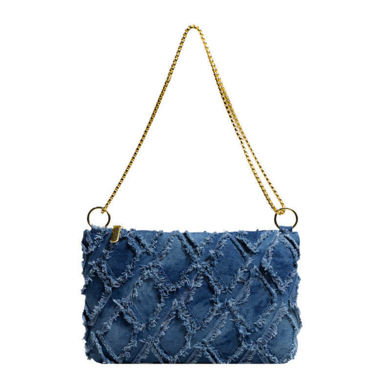 CMM Denim Bag Fashion Tassel Personality Womens Large Capacity Single Shoulder Chain Envelope Bag Trend
