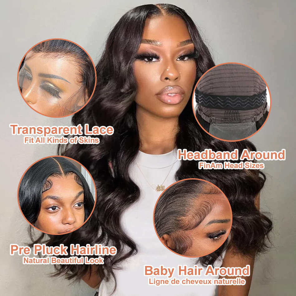 Inch x Body Wave Lace Front Human Hair Wig Brazilian Remy Water Transparent Frontal Wigs For Women