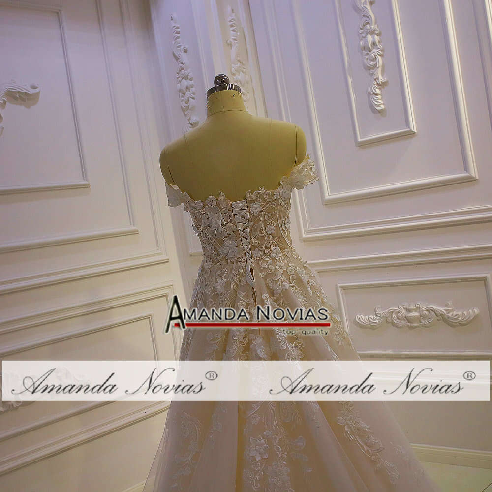 A-e Champagne Off The Shoulder Beach Wedding Dress