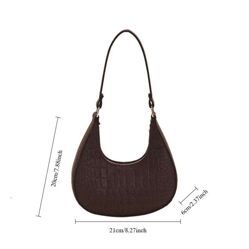 Casual Shoulder Women Felt Stone Pattern Underarm Fashion Exquisite Crescent Saddle Bags Ladies Advanced Popular Bag