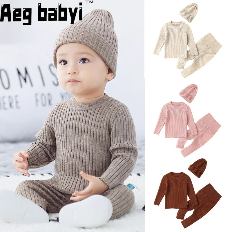 3pcs Sweater Sets Baby Boy Clothes Sets Kids Boys Girls Autumn Winter Knit Clothing Suit born Toddler Outfits Tops Pants 1-4Y 241028