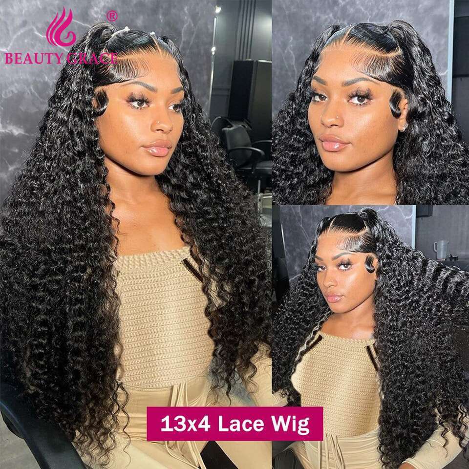 Curly Wigs Human Hair Lace Frontal Wig x Front Water Wave Density Closure