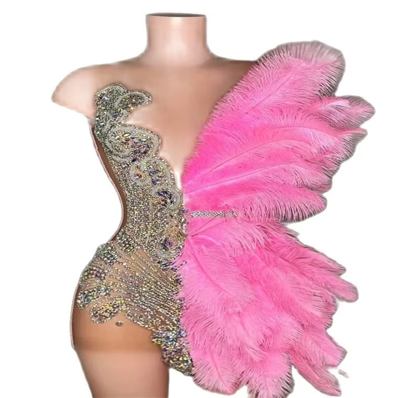 Amazing Blue Feather Prom Dresses With Diamond Crystal Mini Short Cocktail Dress Black Girls African Evening Dress Vestio De Gala Graduation Homecomin