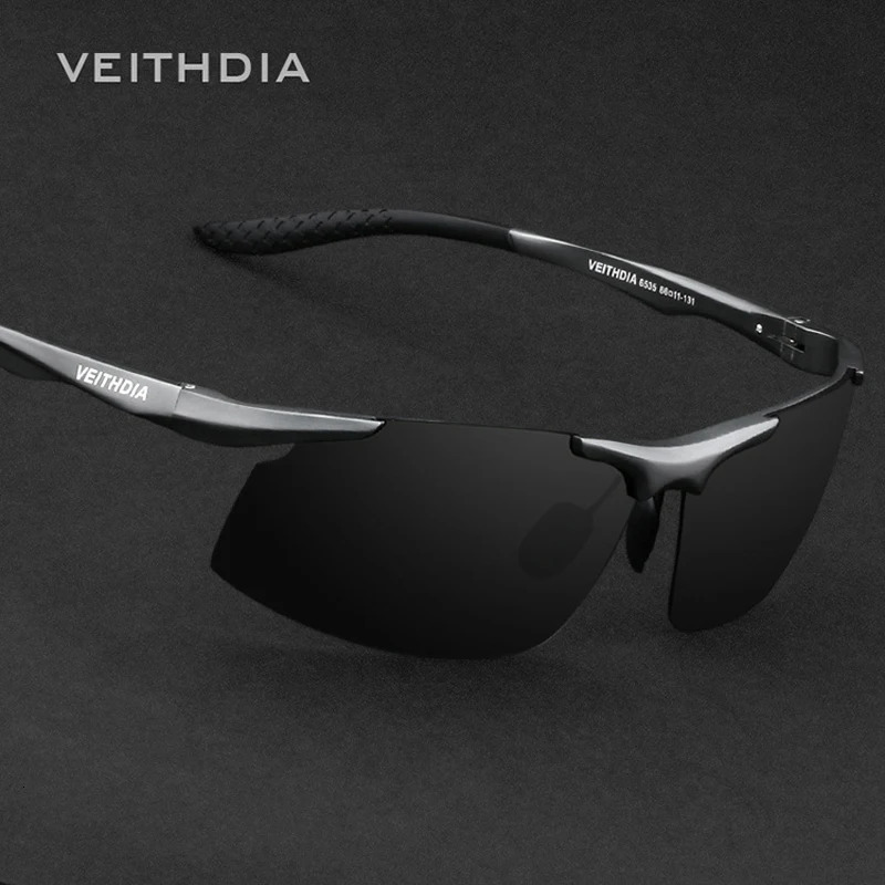 VEITHDIA Sunglasses Aluminum Alloy Mens Polarized UV400 Lens Rectangular Borderless Driving Fishing Sunglasses Mens Sports Glasses 6535 241028