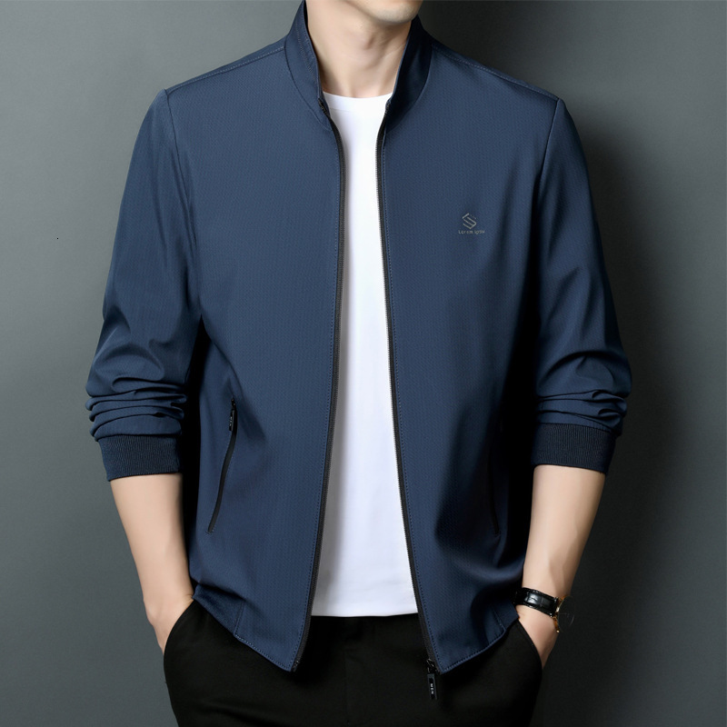 2024 autumn and winter new designer lightweight stand up collar business casual jacket for middle-aged and young men, loose top trend
