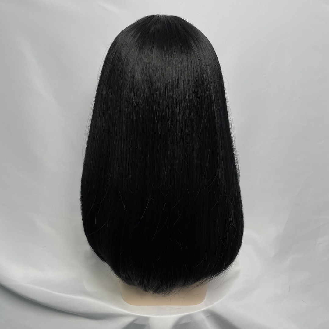 Wigs for women air bangs inward medium-long hair African foreign trade chemical fiber full head wigs