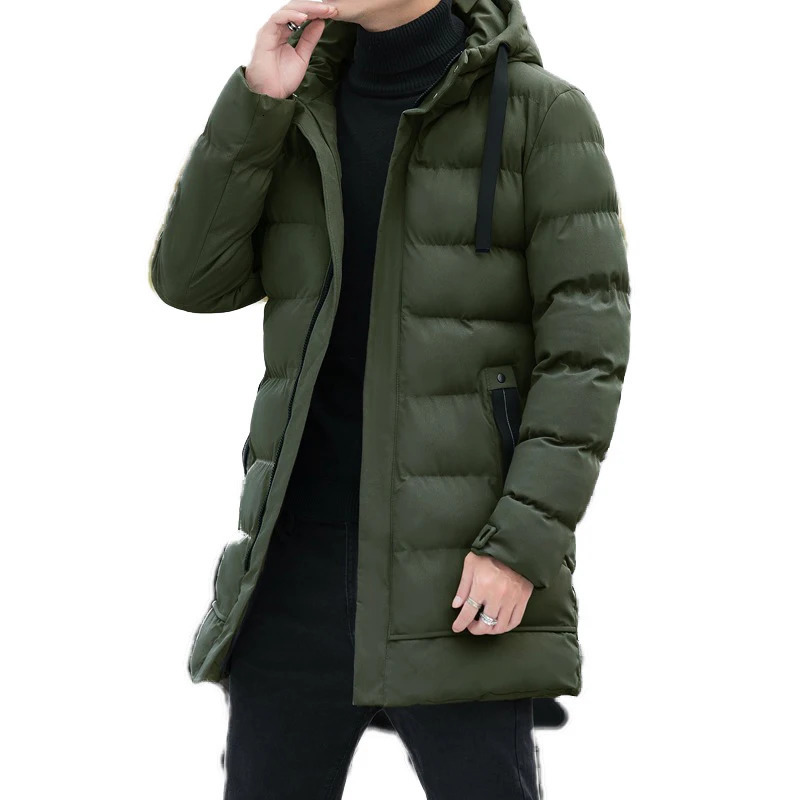 Men Warm Long Puffer Jacket Thicken Quilted Midlength Hooded Coat Winter Casual Outwear Overcoat Parka 241024