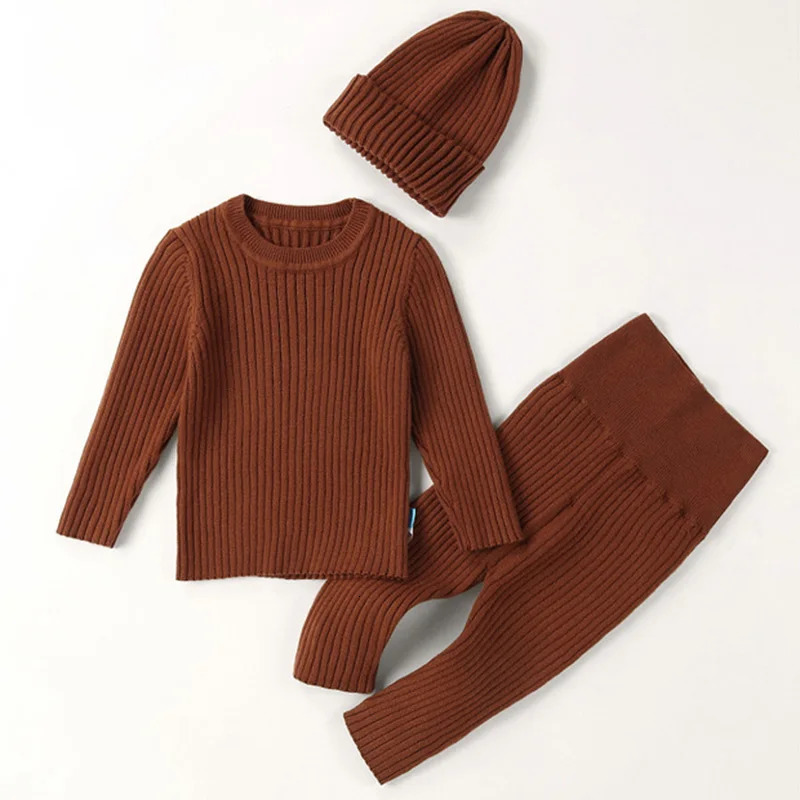 3pcs Sweater Sets Baby Boy Clothes Sets Kids Boys Girls Autumn Winter Knit Clothing Suit born Toddler Outfits Tops Pants 1-4Y 241028