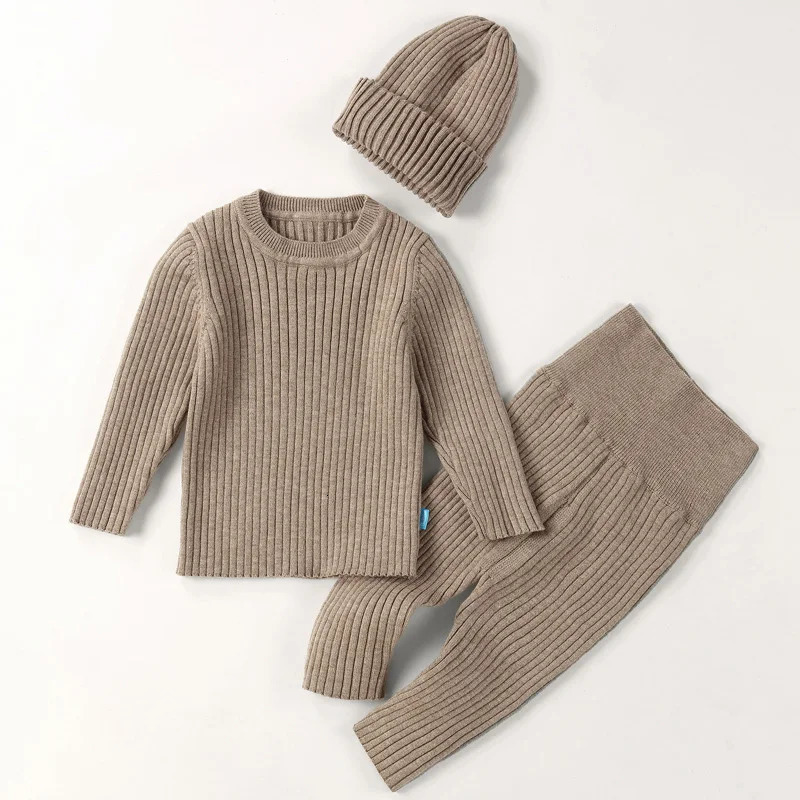 3pcs Sweater Sets Baby Boy Clothes Sets Kids Boys Girls Autumn Winter Knit Clothing Suit born Toddler Outfits Tops Pants 1-4Y 241028