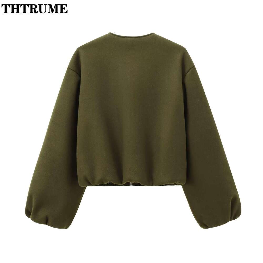Elegant Solid O-Neck Jackets Fashion Women Long Sleeve Autumn Knit Zipper Coats Casual Thick Vintage 2024 New Retro Female Coat