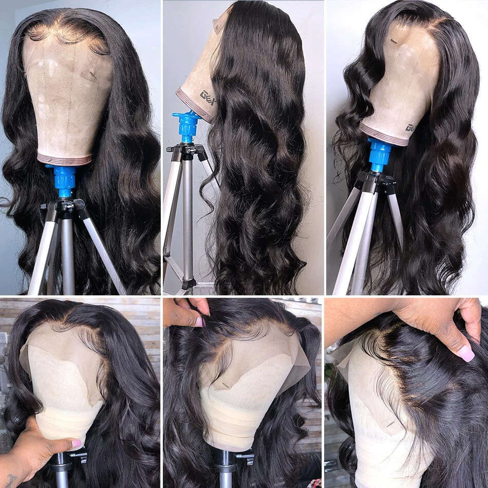 Density x black Body Wave Lace Front Human Hair Wig Brazilian Remy Inch Frontal Wigs PrePlucked For Women