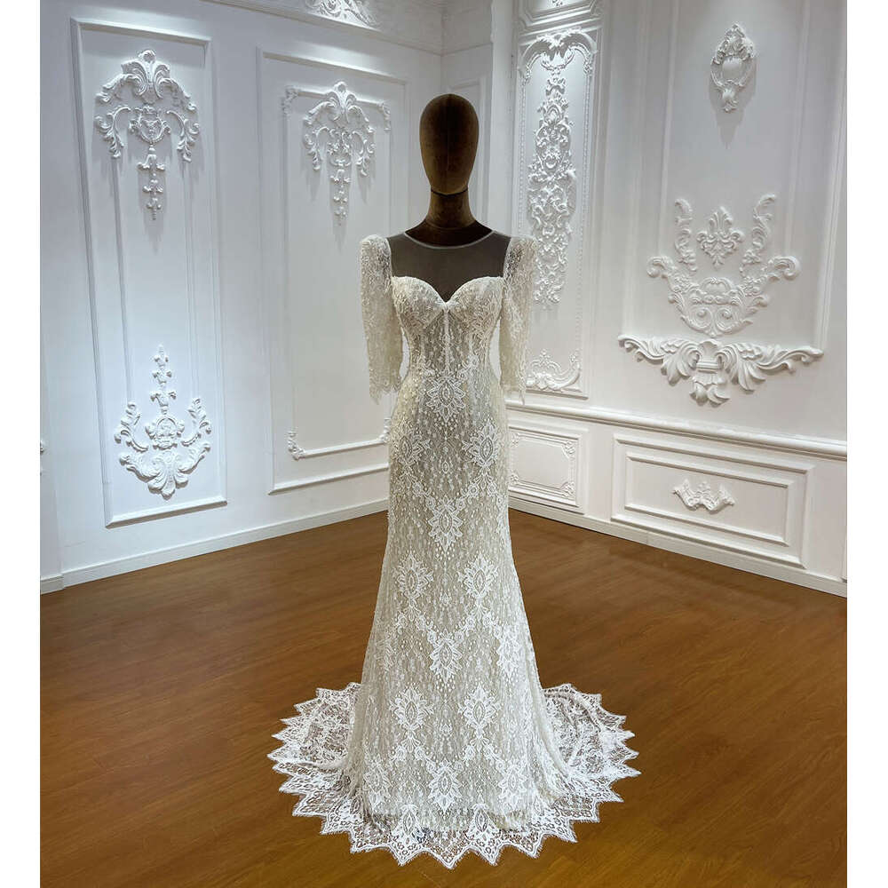 Special Lace Half Sleeve Mermaid Bridal Wedding Dress