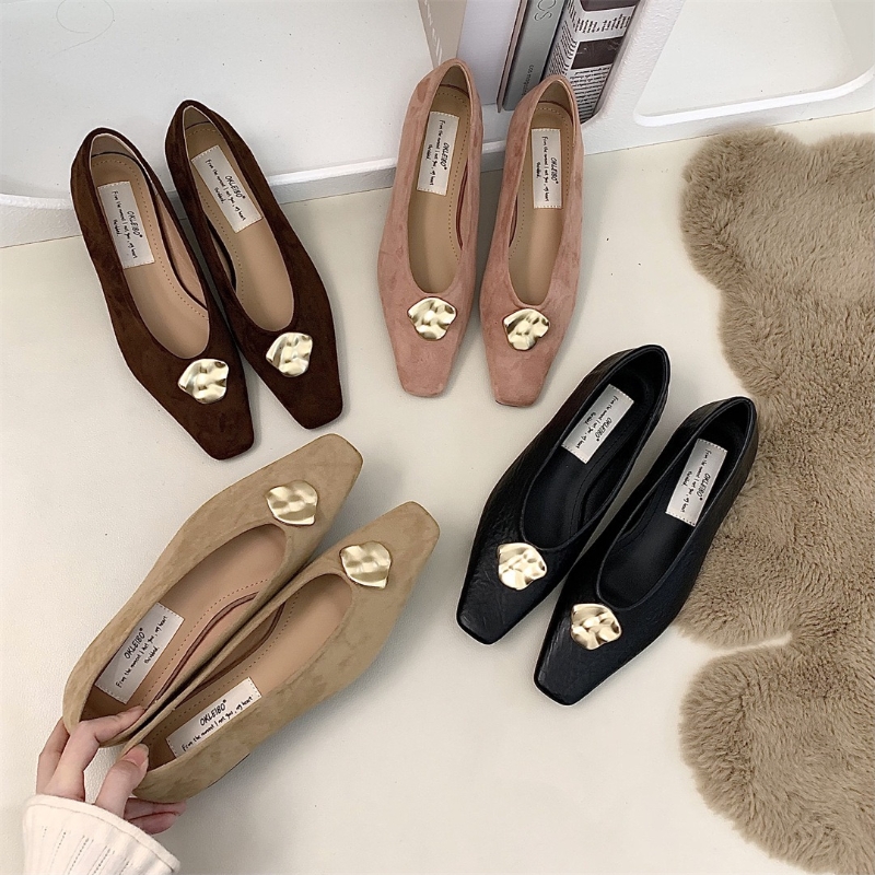 89d1d New Metal Designer flats buckle woman soft pu leather grandma shoes women sneakers solid casual moccasins slip on square toe loafers