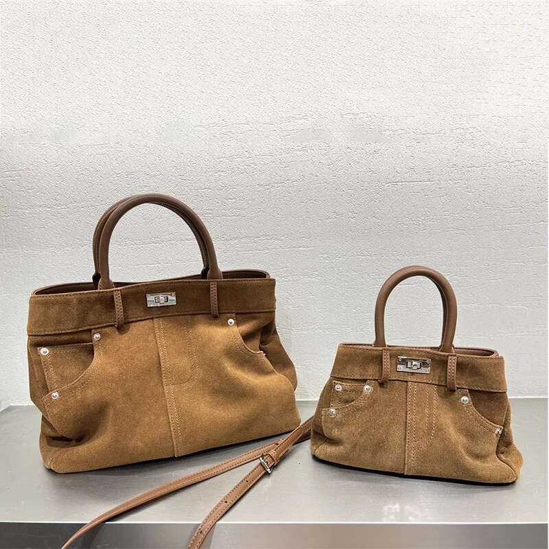 Winter Jeans Shape Innovative Design 2 Size Coffee Tote Matte Suede Cow Leather Women Handbag Casual Ladies Shoulder Bag