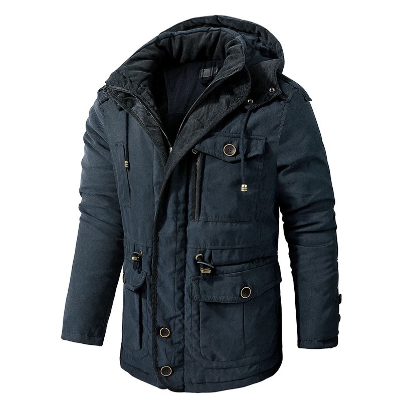 Cashmere Fleece Coats Military Outdoor CottonPadded Male Windbreaker Hooded Outwear Mens Thicken Parkas Warm Winter Jacket 241024