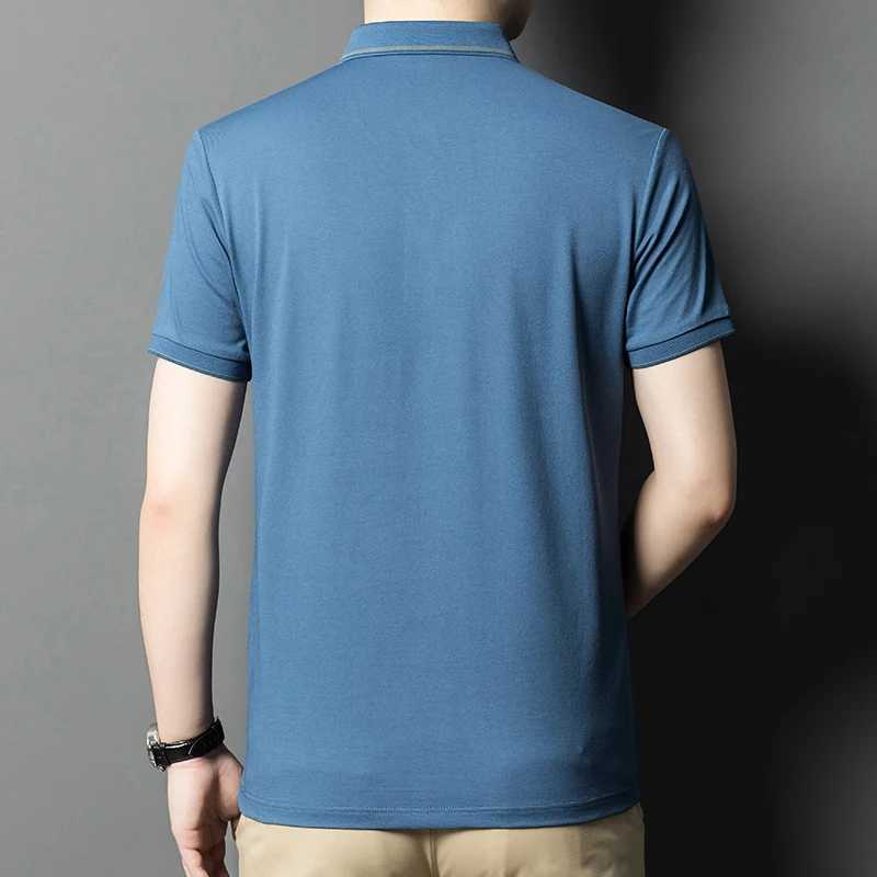 Solid Color Short-Sleeved T-shirt Mens Lapel Half-Sleeve Top 2024 Summer Versatile Business Casual Classic Polo ShirtXJ250108