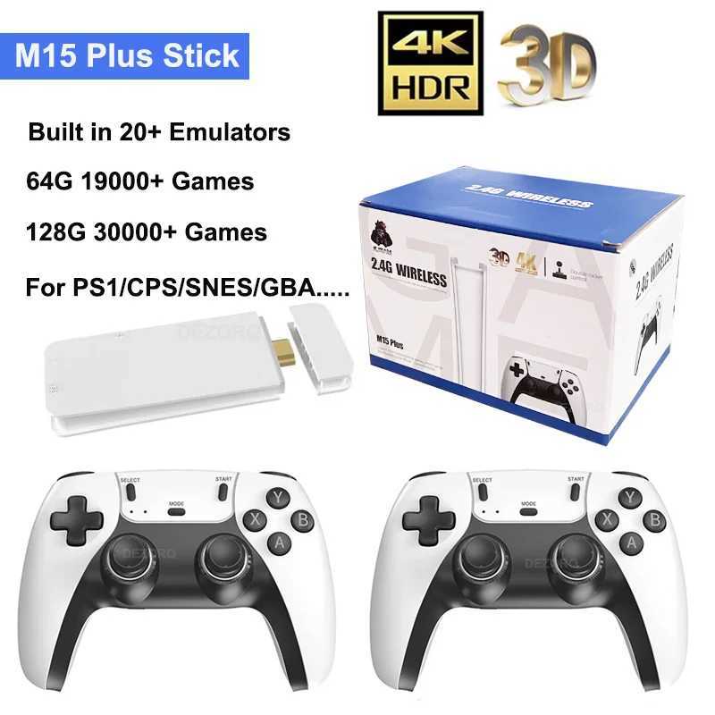 M15 Plus Mini Video Game Console Game Stick 4K 30000+Retro Gaming TV Handheld Game Console Dual Game Board HD Output Gaming Y241029