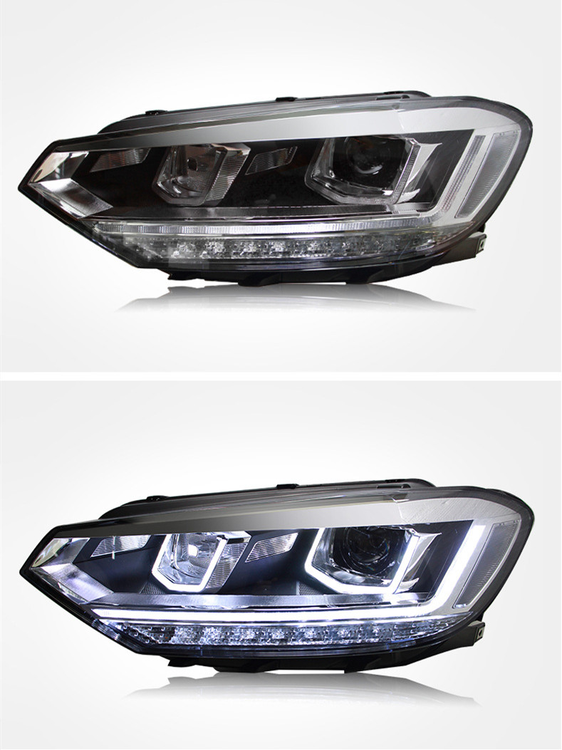 For VW Touran 20 16-20 19 Headlight Assembly Upgrade LED Lens Headlight Daytime Running Light Dual lens High Beam