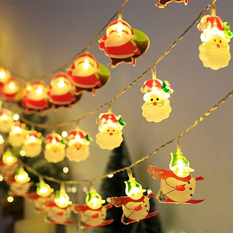 Backpack elderly LED Christmas lights flashing lights strings of Christmas Day cartoon characters snowman scene atmosphere decorative lights
