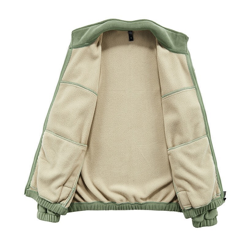 2024 New Designer Winter Plush Warm Cardigan Sweater Solid Color Trendy Wool Thick Collar Jacket Men's Top