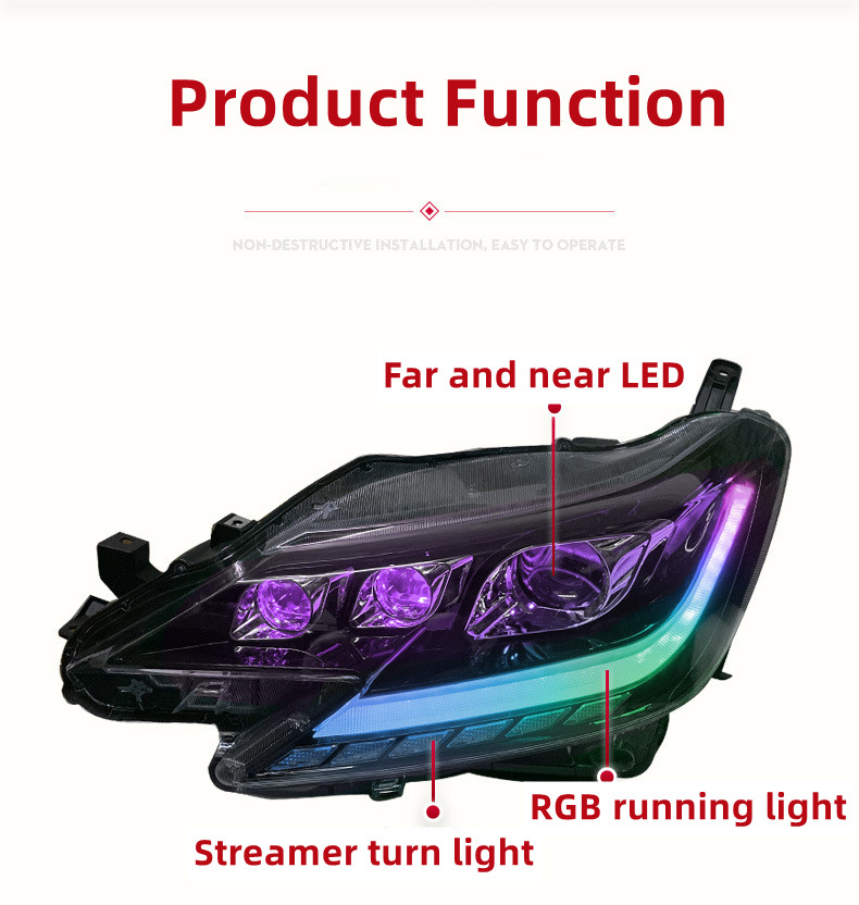 For Toyota REIZ 2013-20 19 Headlight Assembly Upgrade RGB Headlight Demon Eye Daytime Running Light
