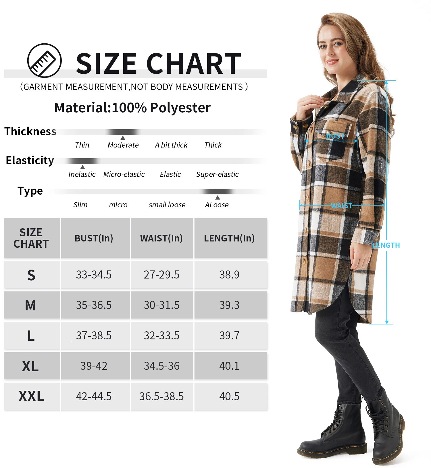 UR Womens Oversized Plaid Shacket Cozy Long Sleeve Button Down Jacket with Pockets Knee LengthPlus SizeCropped 241024