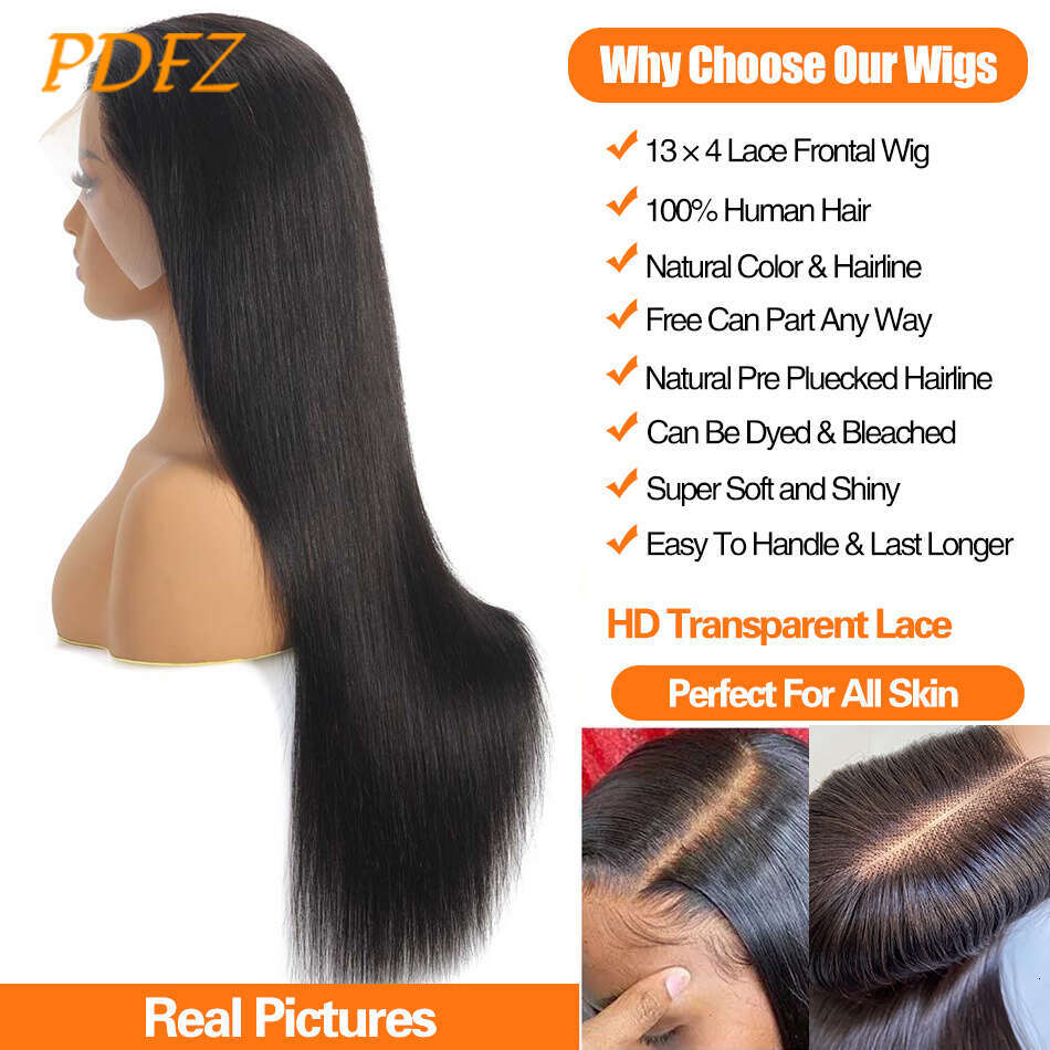 Straight Lace Front Wigs x Frontal Human Hair Wig Transparent HD Glueless Pre Plucked Cut