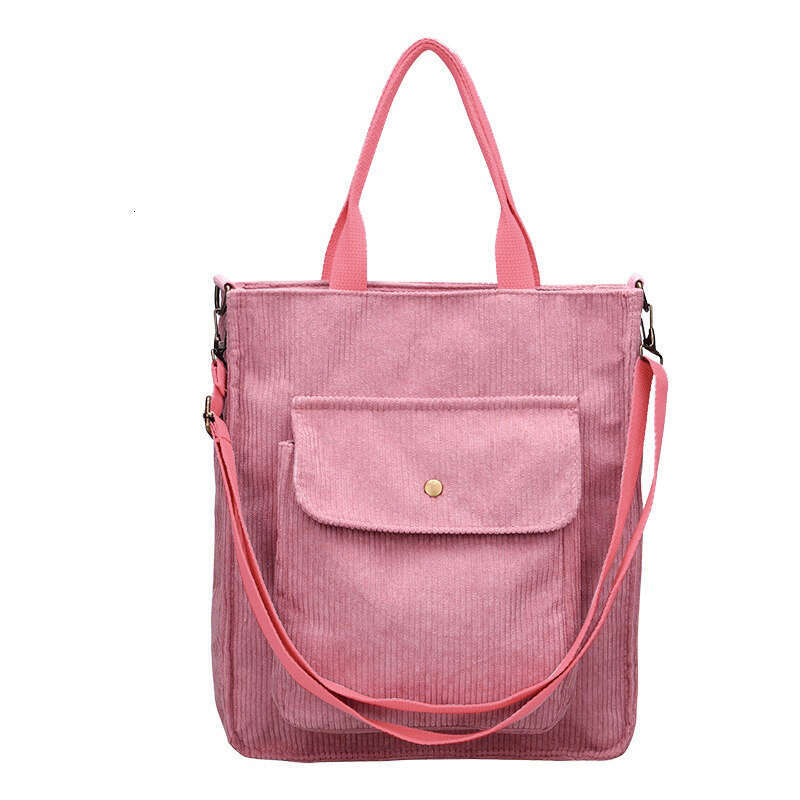 Women Corduroy Shoulder Bag Vintage Shopping Bags Zipper Handbags