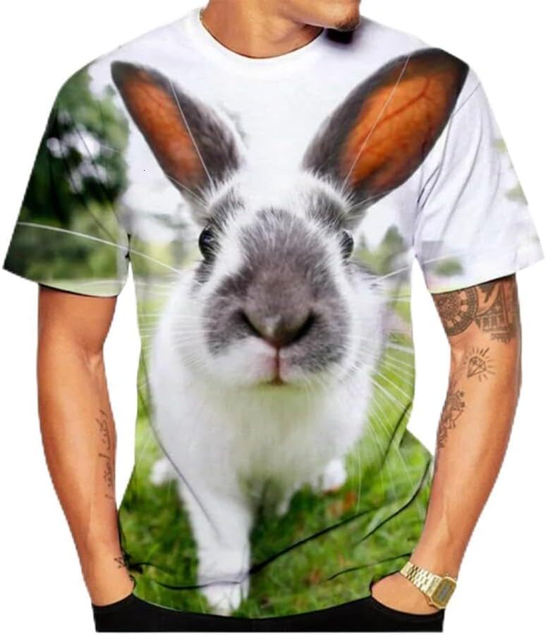 Mens T shirt Men Women O-Neck Rabbit Printed T-Shirt cool Casual Tee Summer Street Top Blouse tee Casual tops summer clothes Trendy patterns