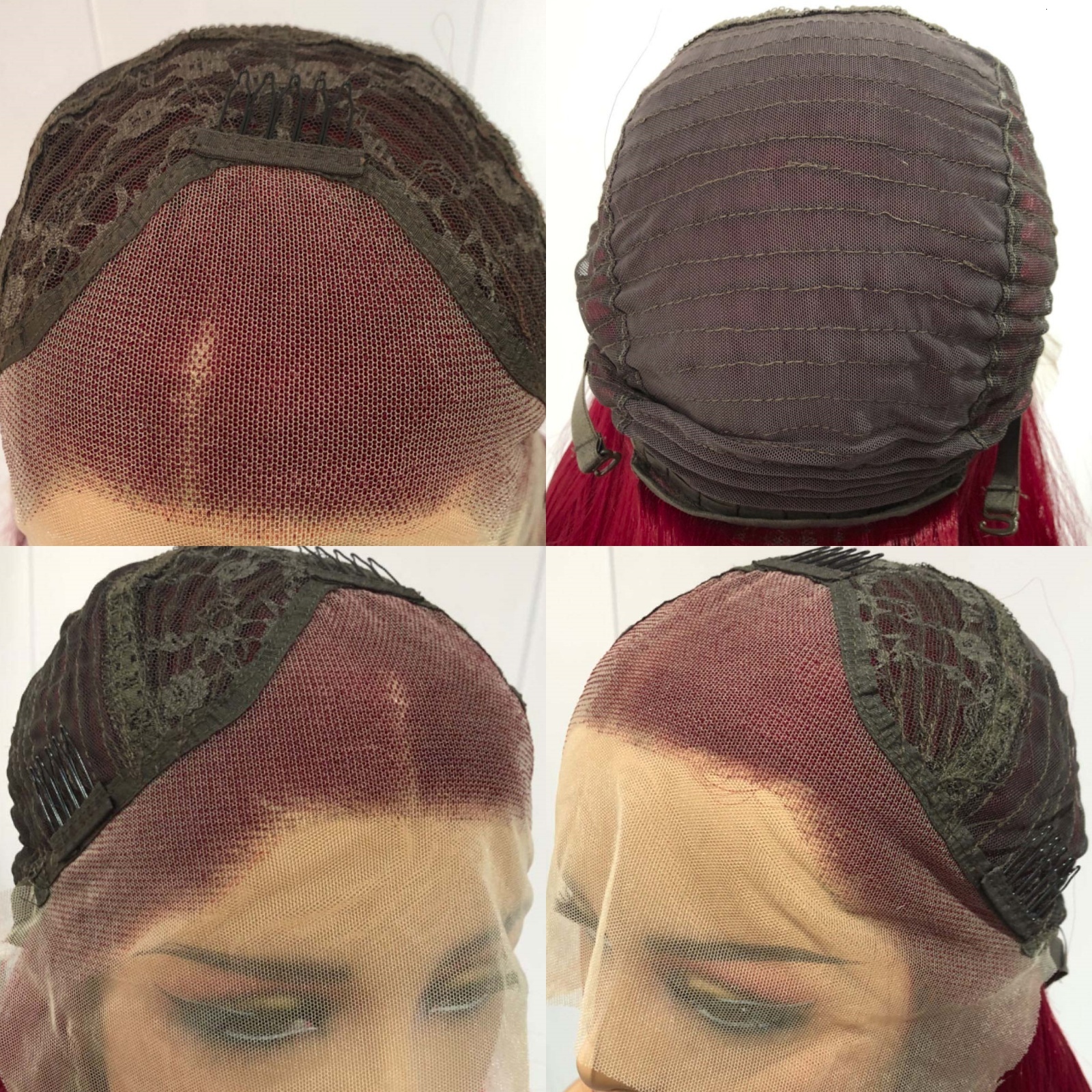 Red Deep Synthetic Front Wig Glueless Afro Kinky Curly Bury Colored Hair Lace Frontal Wigs for Women Party
