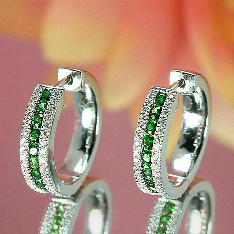 Classic Sapphire Earrings Women 925 Sterling Silver Zircon Crystal Earrings Fashion Round Diamond Princess Earrings Luxury Wedding Jewelry