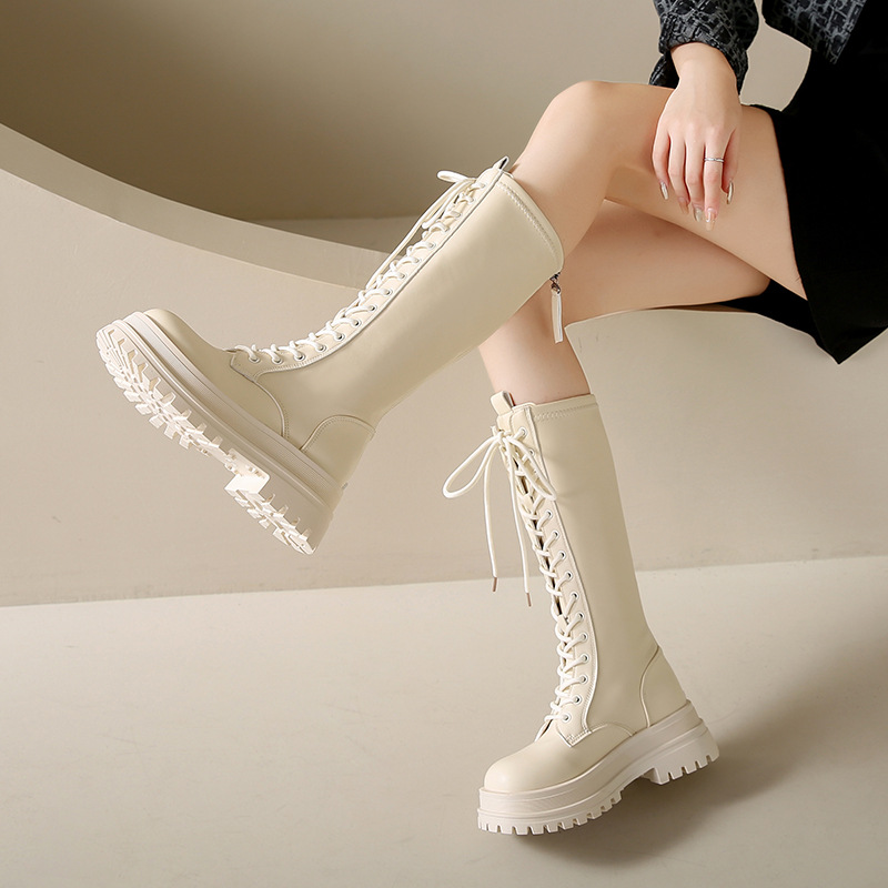 Winter Trendy Fashion Boots: Versatile Thick Sole Design for Women, Black/Beige/Brown ad0e