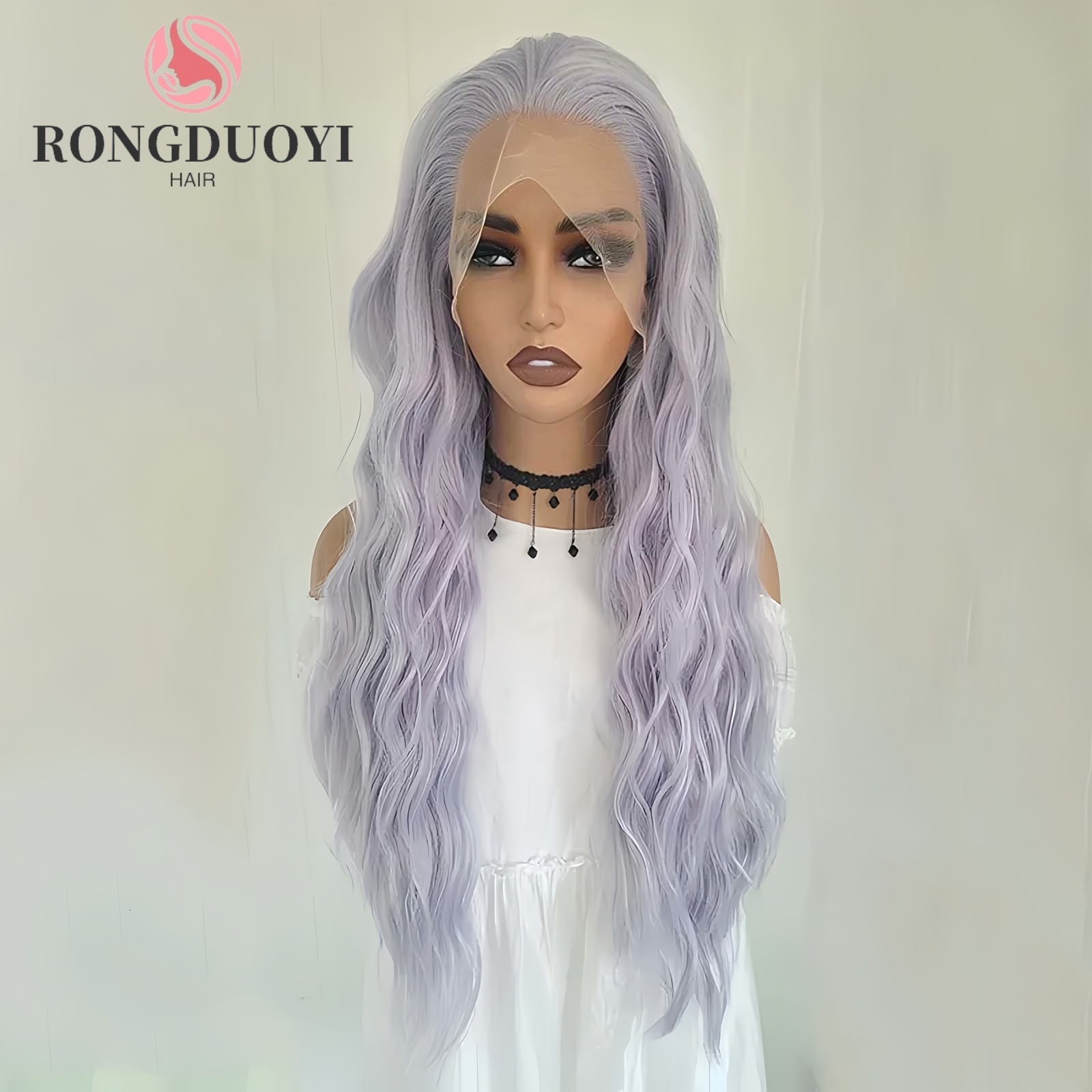 Sier Purple Long Curly Synthetic Lace Front Wig Deep Wave Natural Wavy Colored Hair 13X4 Frontal Wigs for Women Party