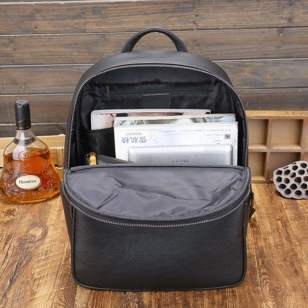 new first layer cowhide leather mens backpack 17 inch laptop bag large capacity school business daypack vintage travel rucack
