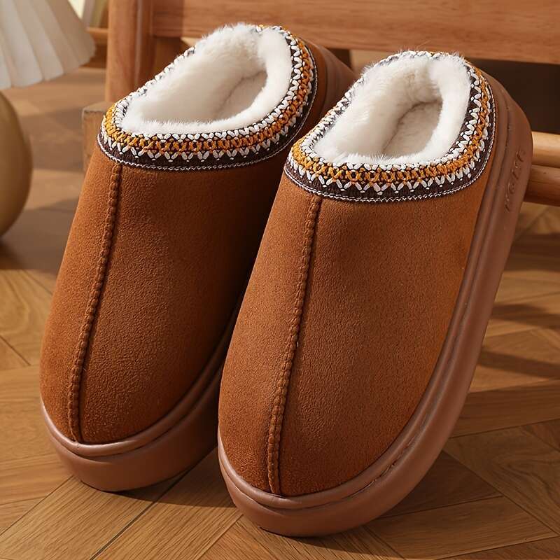 Men's Fashion Unisex Couple's Indoor/Outdoor Warm Cotton Slippers, Simple Style, No Fleece Fabric, Fabric ing, Rubber Sole, Round Toe, for A