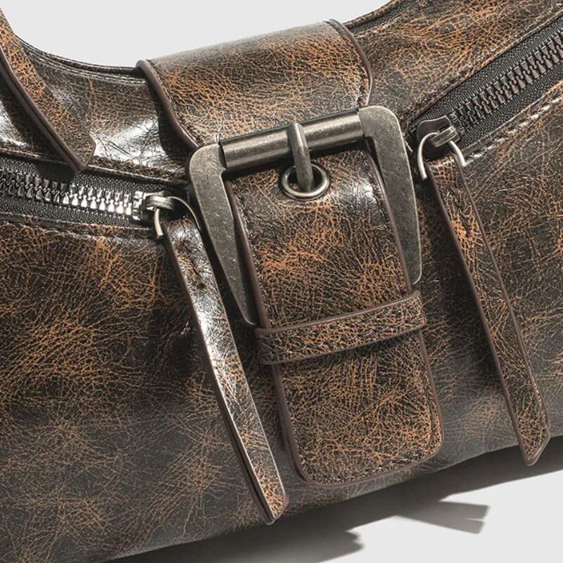 Belt Retro Design PU Leather Shoulder Bags for Women 2025 Y2K Small Vintage Female Underarm Crossbody Bag Fashion Handbags