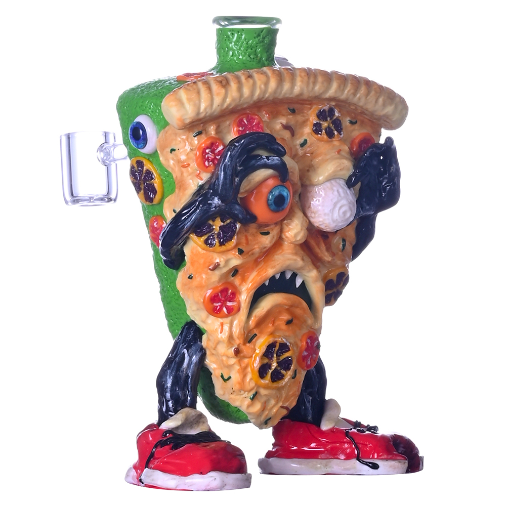 6.7in,Polymer Clay Cartoon Pizza Monster Glass Smoking Item,Evil Eyes With Glow In The Dark,Glass Bong,Glass Water Pipe With 10mm Glass Blow,Smoking A