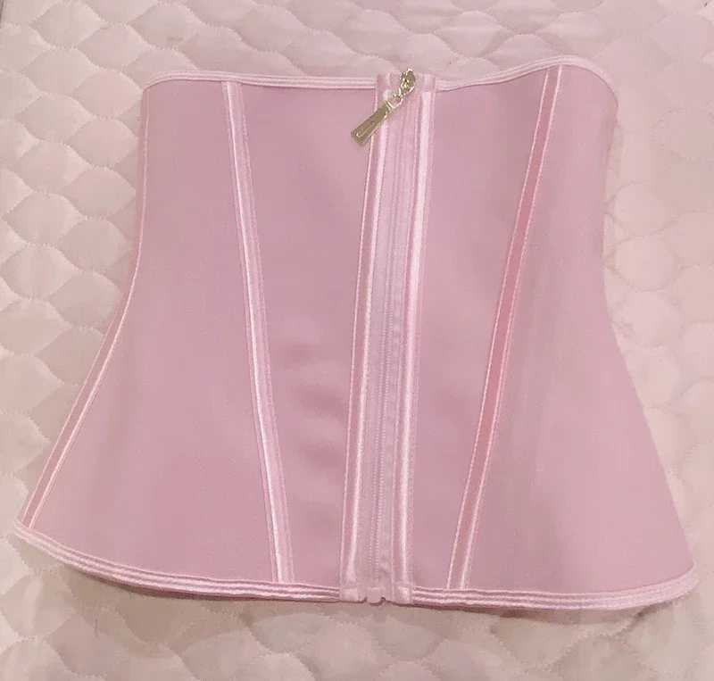 Fajas Colombian Girdle Pink Waist Trainer Double Compression Corest with Zipper Hook Body Shaper Slimming Abdomen Belt ShapewearXJ241028