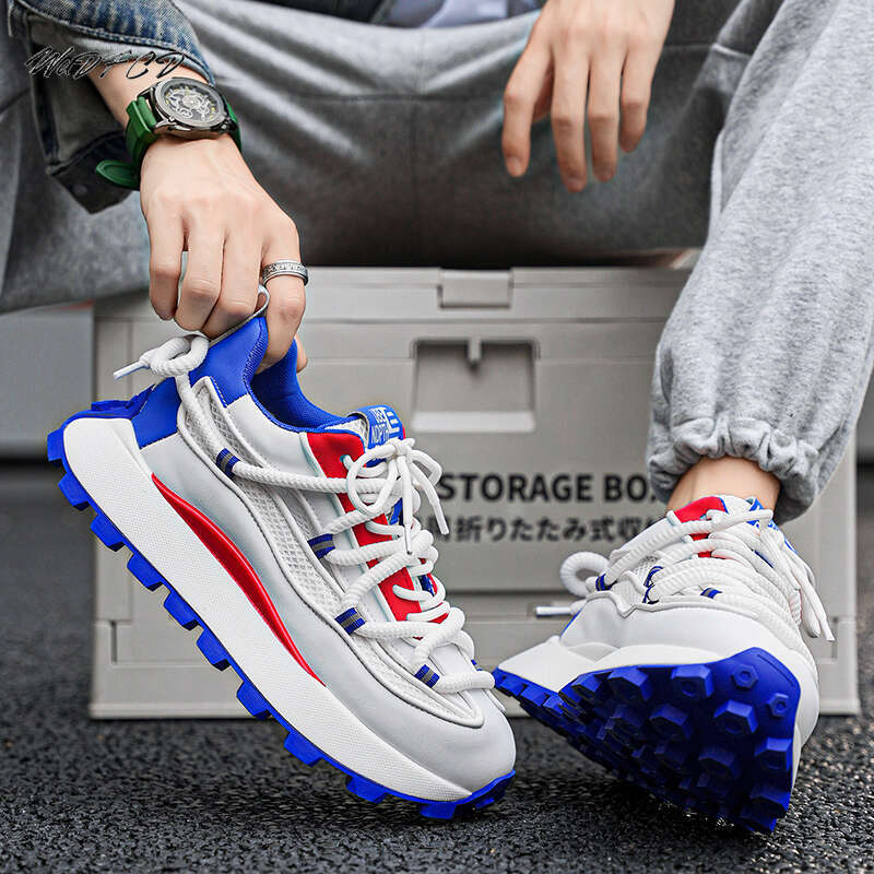 Chunky Sneaker Men Designer Running Fashion Casual Microfiber Leather Mesh Breathable Height Increased Flat Platform Shoes