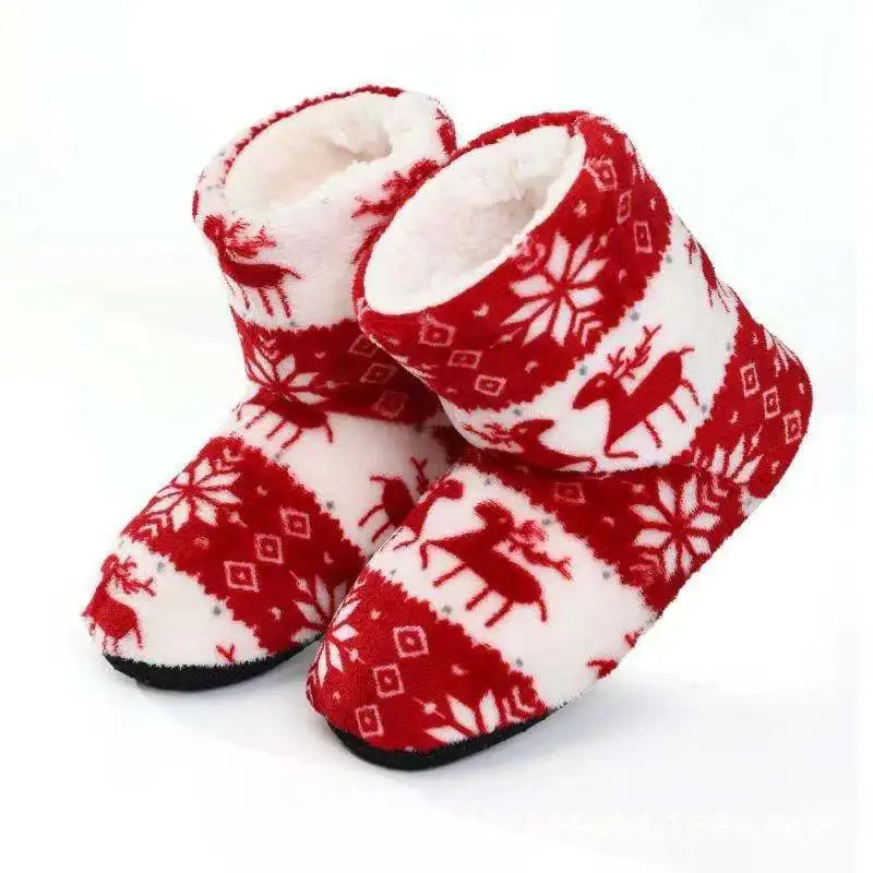 Womens Slippers Winter Floor Shoes Indoor Home Christmas Elk Fur Cotton Plush Anti S Non Slip soft deer Warm Female Boots 241025
