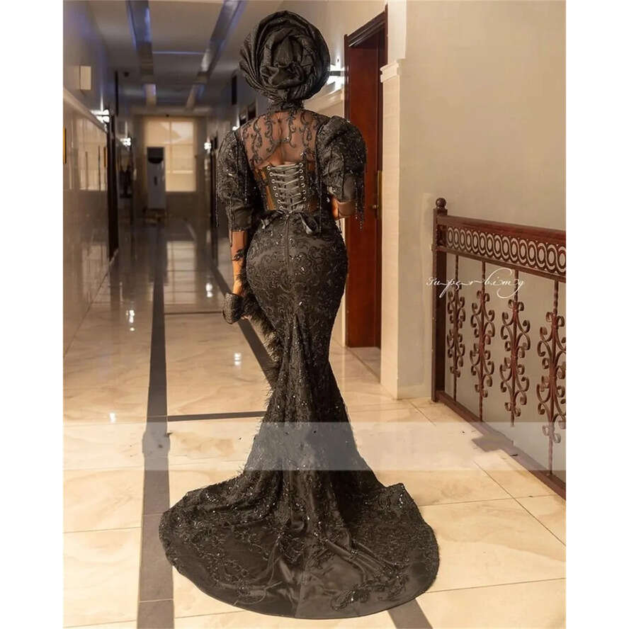 High Neck Beaded Tasse Aso Ebi Mermaid Prom Dresses 2024 African Corset Special Party Formal Gowns 0431