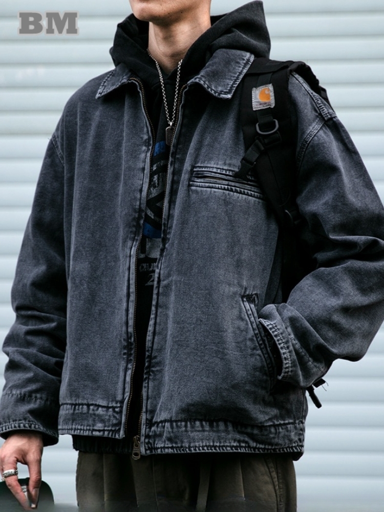 Japanese Vintage High Quality Cargo Mens Clothing Outdoor Casual Short Detroit Jacket Autumn Haruku Trend Lapel Coat