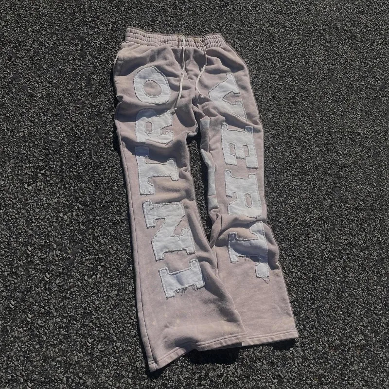Hip hop trend Alphabet Embroidery stretch waist casual pants Streetwear women y2k Gothic Harajuku loose sweatpants 241024