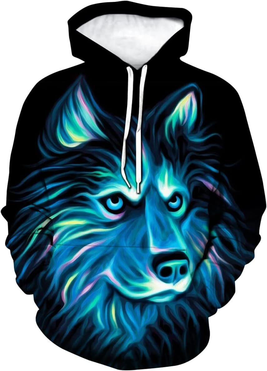 Hoodie for Mens Womens Mens Anime Hoodie Autumn Winter Long Sleeve Pullover Animal Theme Sweatshirt Realistic Graphic Hoodie Graphic Warm and casual