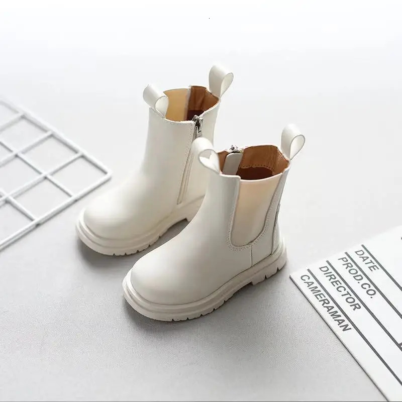Autumn Winter Toddler Girl Boots Chelsea Boots for Children Winter Leather School Shoes Girls Snow Kids Motorcycle Hige Boot 241028