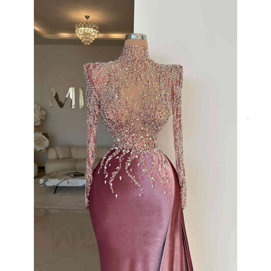New Column Prom High Neck Capped Long Sleeve Or Length Lace Appliques Beaded Celebrity Evening Dresses Plus Size Custom Made L24658 0508