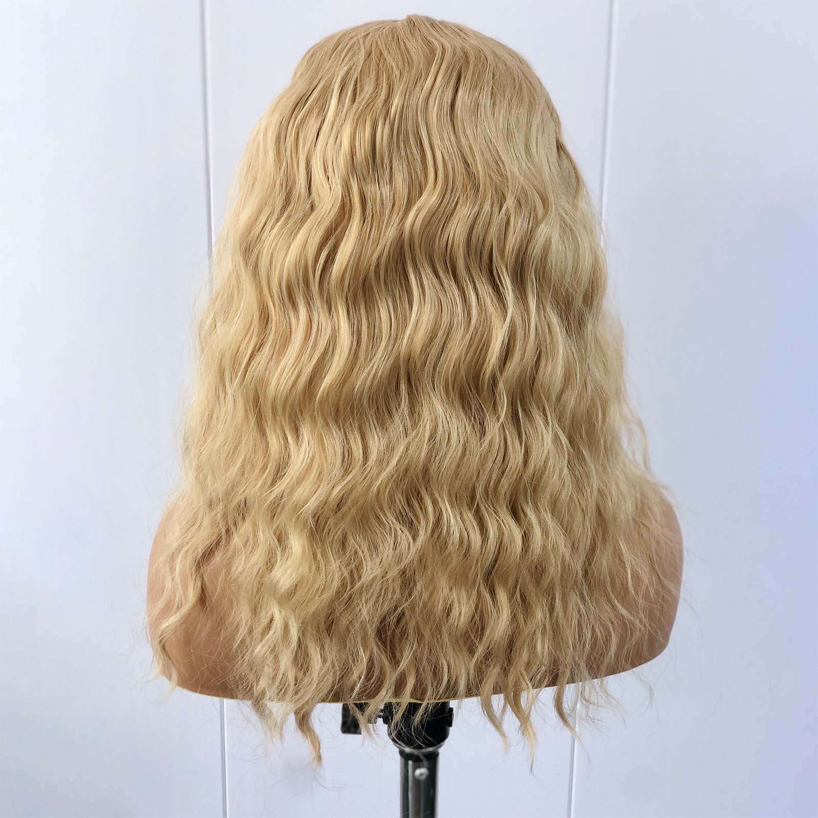 Honey Blonde Highlight Deep Wave Synthetic Lace Front Wig Short Curly Wavy Mixed Colored Hair 13X4 Frontal Wigs for Women