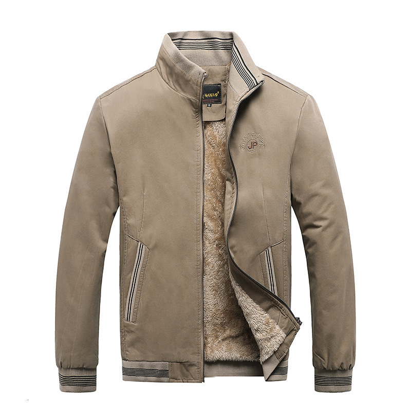 2024 New Designer Winter New Business and Leisure Middle aged Men's Stand up Collar Plush Warm Jacket Coat