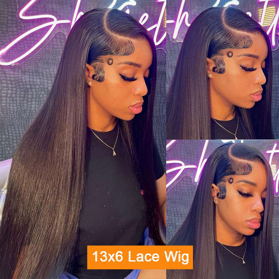 Straight x HD Transparent Lace Front Wig Inch Frontal Wigs Human Hair Density Brazilian Natural Black